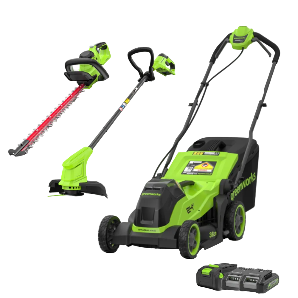 Kosačka na trávu POWERALL 24V 36cm + strunová kosačka 25cm + nožnice na živý plot 56cm, súprava