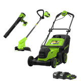 Kosačka na trávu POWERALL 48V (24V x 2) 41cm + strunová kosačka 24V 25cm + pištoľový fukár 24V 209 km/h, súprava
