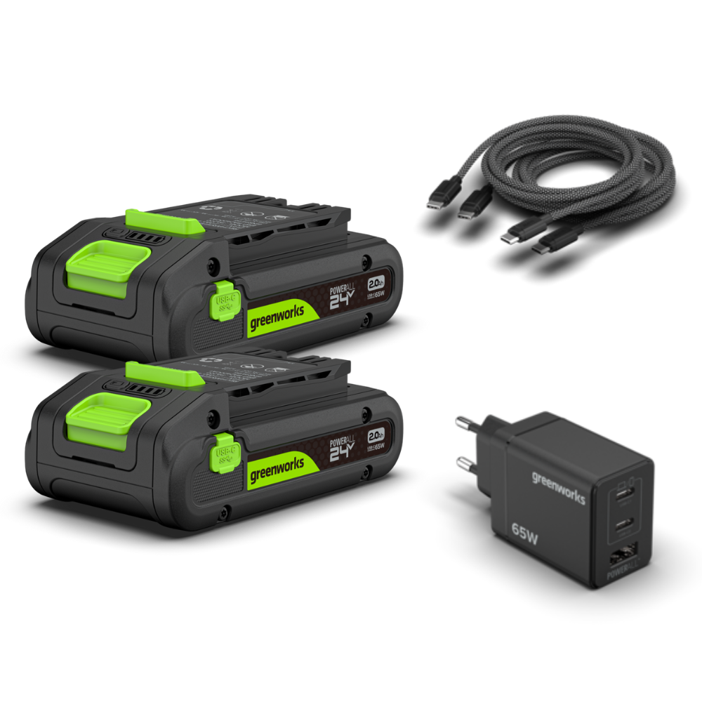 Štartovacia súprava POWERALL 24V: 2x 2Ah batérie USB-C + 65W nabíjačka