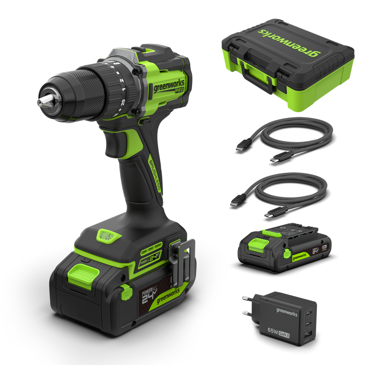 POWERALL 24 V PRO príklepová vŕtačka 60 Nm - 2 batérie